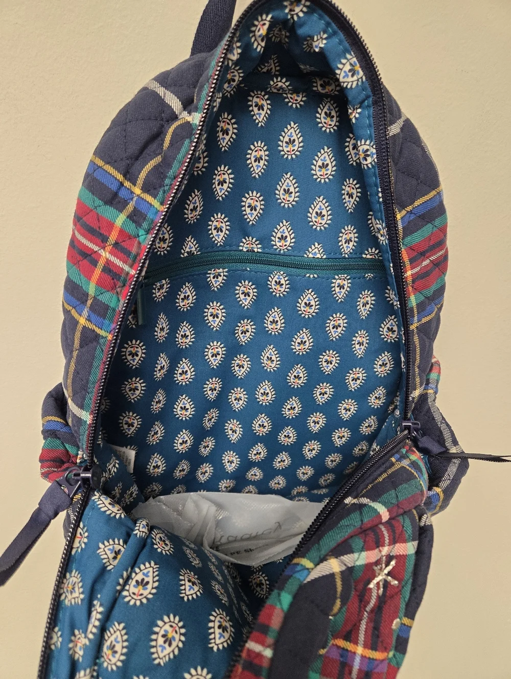 Vera Bradley Scottie Dog Navy Plaid Small Backpack
